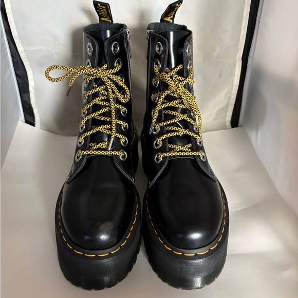 Dr. Martens Jadon Max Black Boots with Yellow Laces 9 - Picture 2 of 11